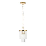 Endon Conaston Pendant Brushed aged brass plate & clear cut glass