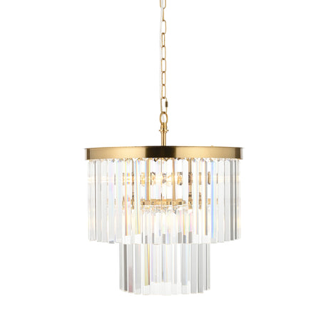 Endon Conaston 4lt Pendant Brushed aged brass plate & clear cut glass