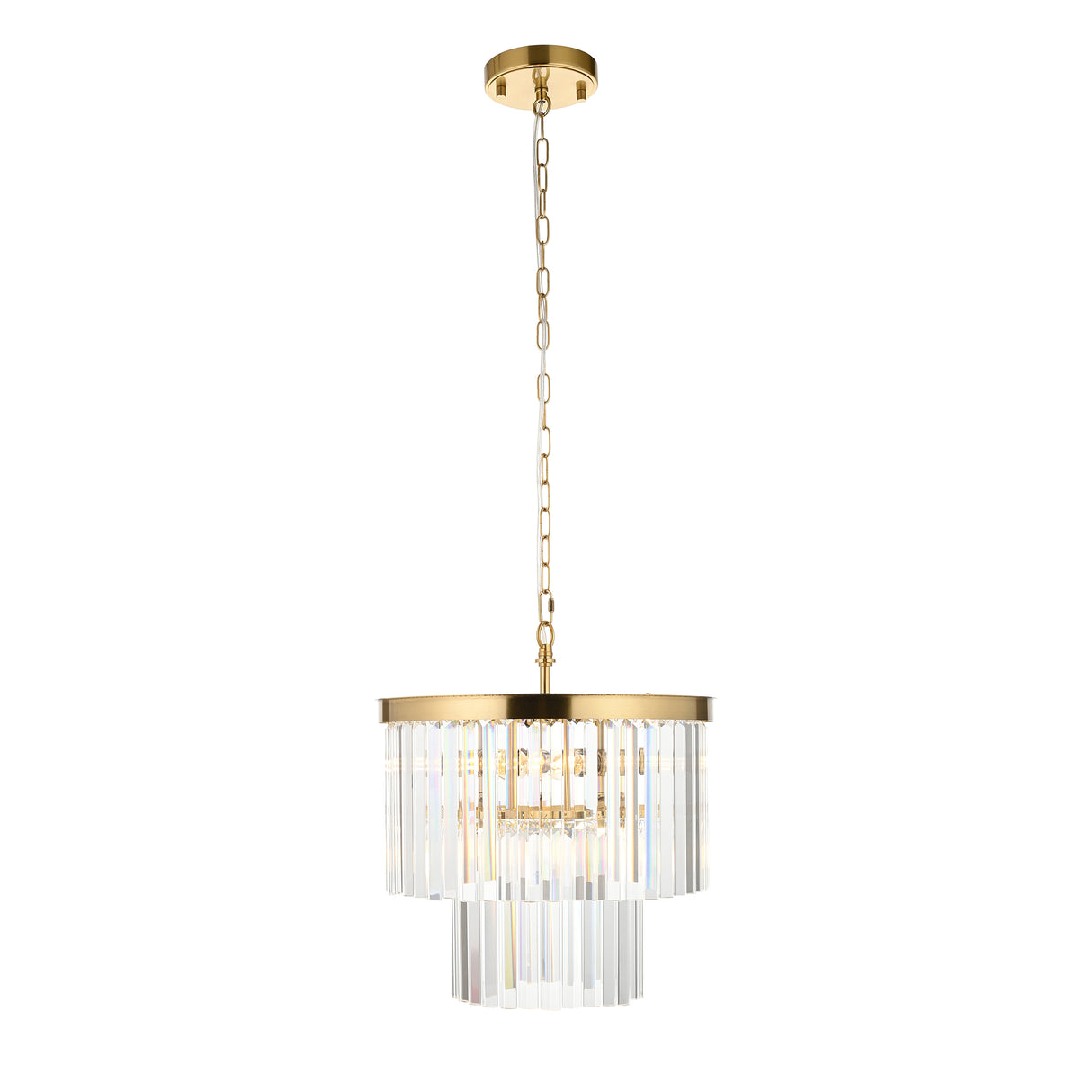 Endon Conaston 4lt Pendant Brushed aged brass plate & clear cut glass