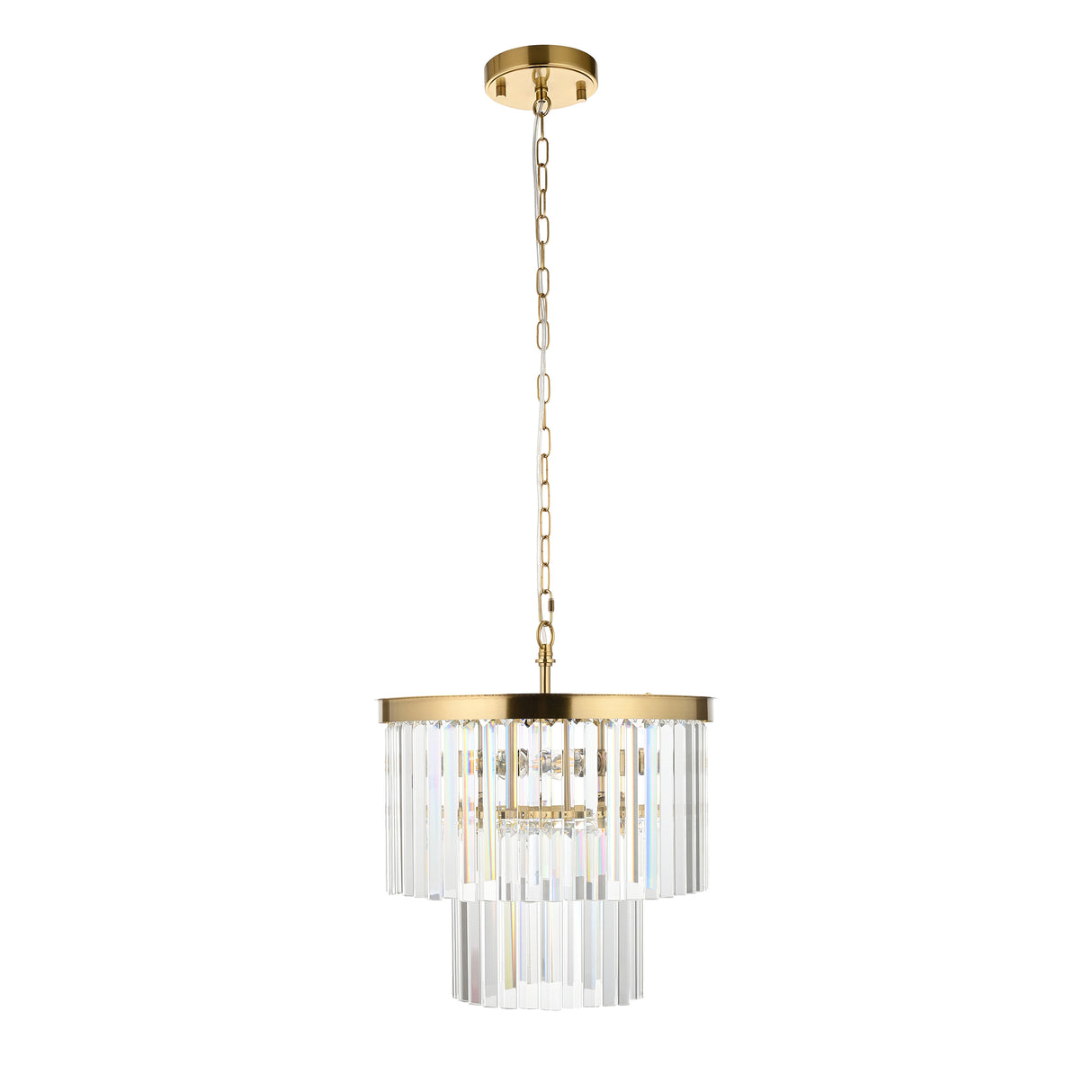 Endon Conaston 4lt Pendant Brushed aged brass plate & clear cut glass