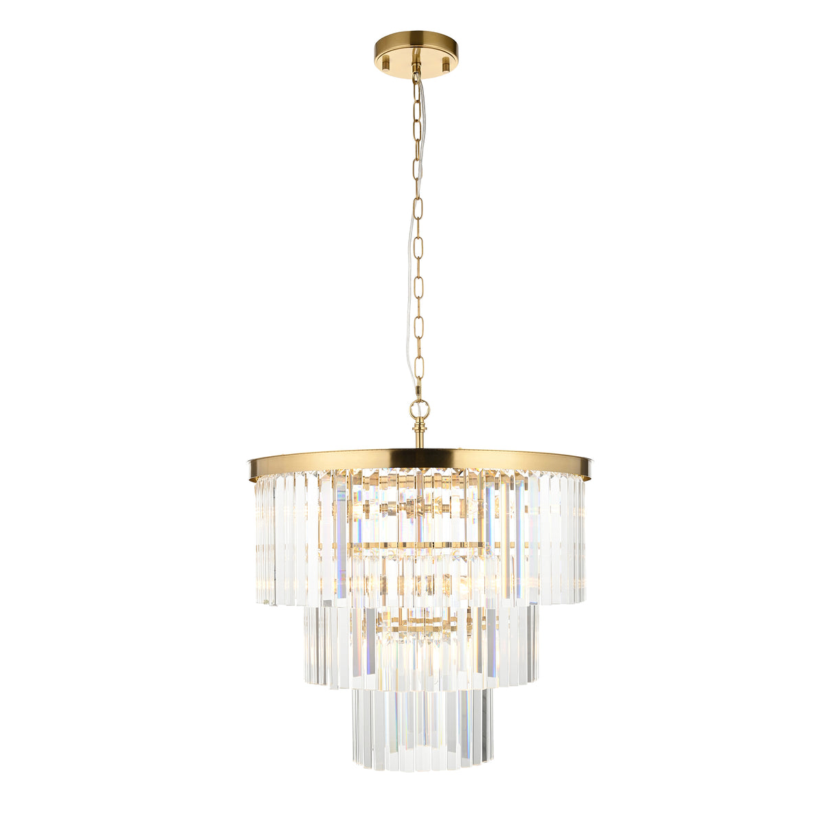 Endon Conaston 7lt Pendant Brushed aged brass plate & clear cut glass