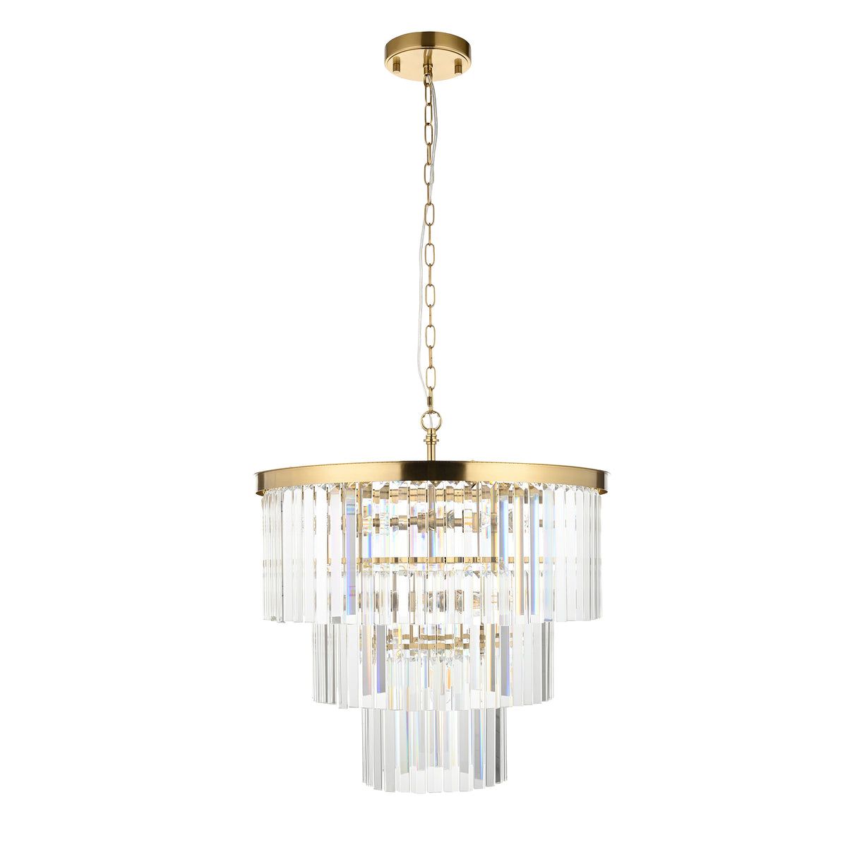 Endon Conaston 7lt Pendant Brushed aged brass plate & clear cut glass