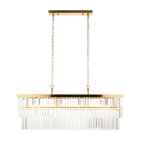 Endon Conaston 4lt Linear Pendant Brushed aged brass plate & clear cut glass