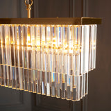 Endon Conaston 4lt Linear Pendant Brushed aged brass plate & clear cut glass