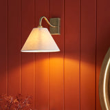 Endon Knole Wall Antique brass plate & natural faux linen