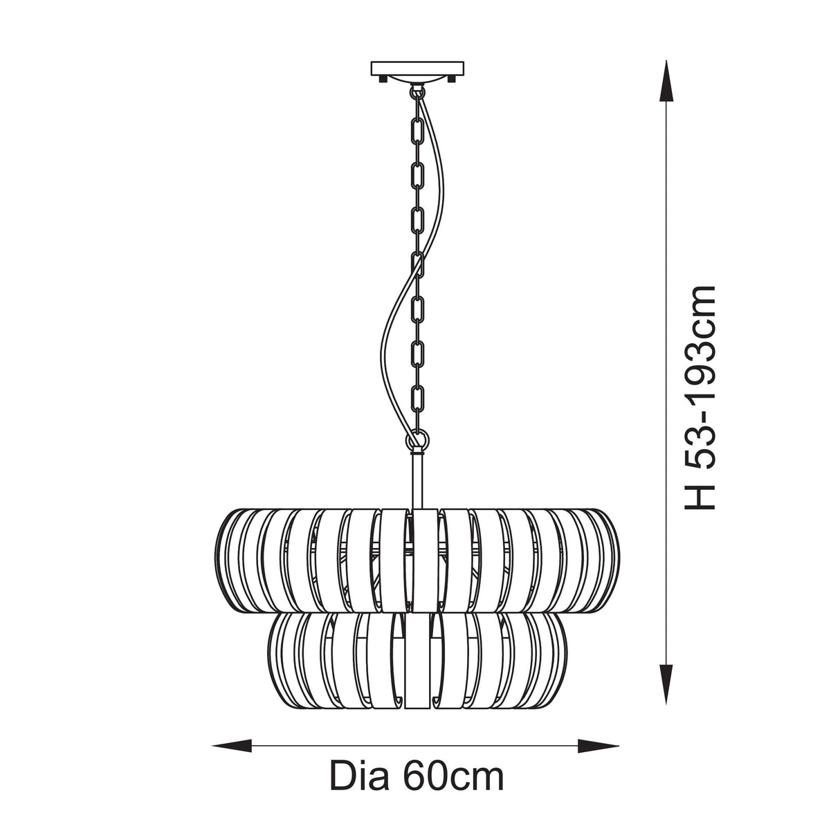 Endon Montrose 6lt Pendant Brushed aged brass plate & handmade clear textured glass