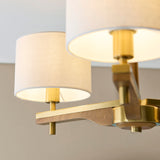 Endon Heathcliff 3lt Semi Flush Brass, Oak Stained Wood & Shade