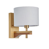Endon Heathcliff Wall Light Brass, Oak Stained Wood & Shade