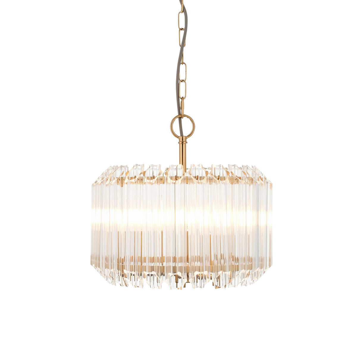 Endon Valentina 3lt Pendant Brushed aged brass plate & clear glass