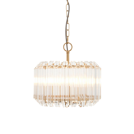 Endon Valentina 3lt Pendant Brushed aged brass plate & clear glass