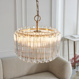 Endon Valentina 3lt Pendant Brushed aged brass plate & clear glass