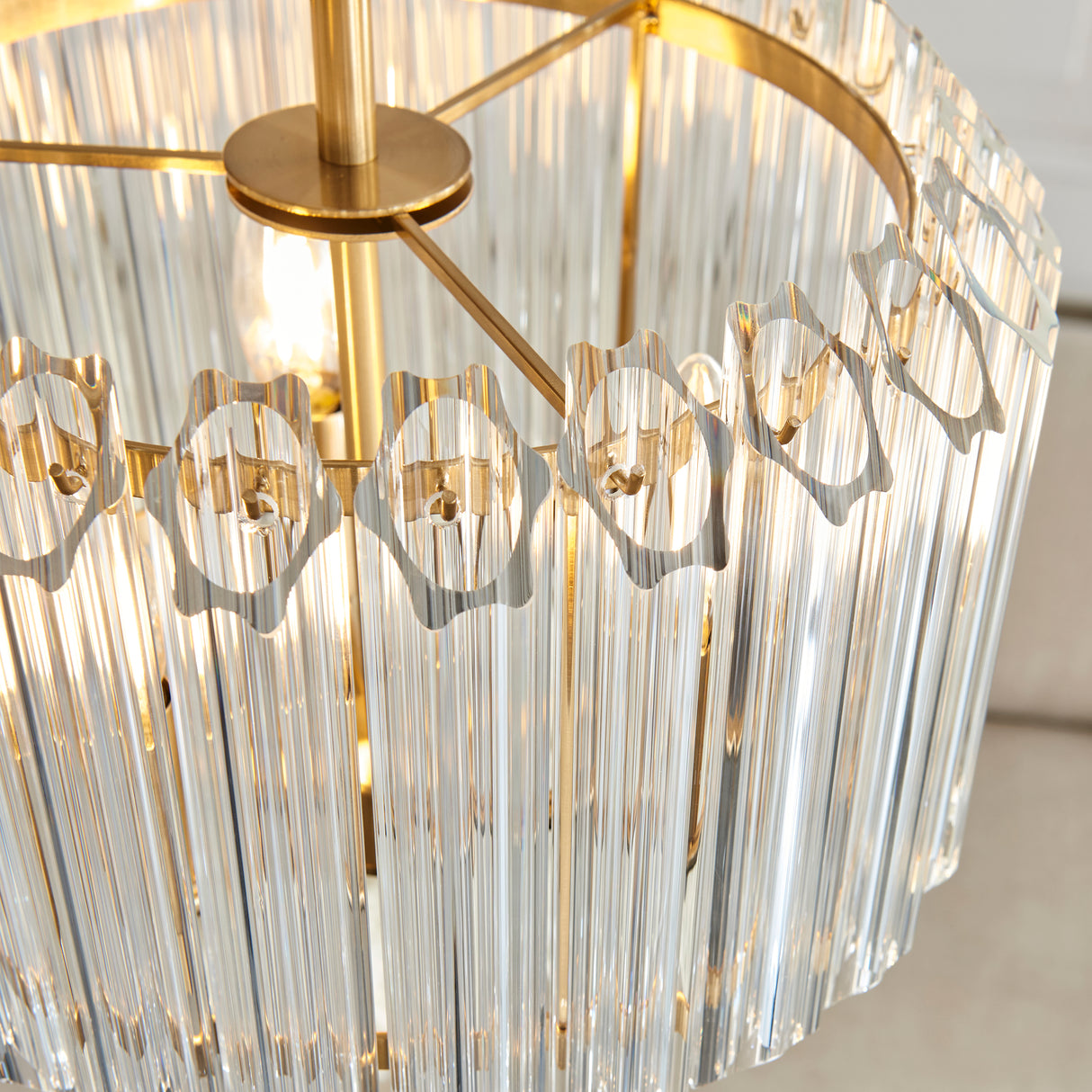 Endon Valentina 3lt Pendant Brushed aged brass plate & clear glass