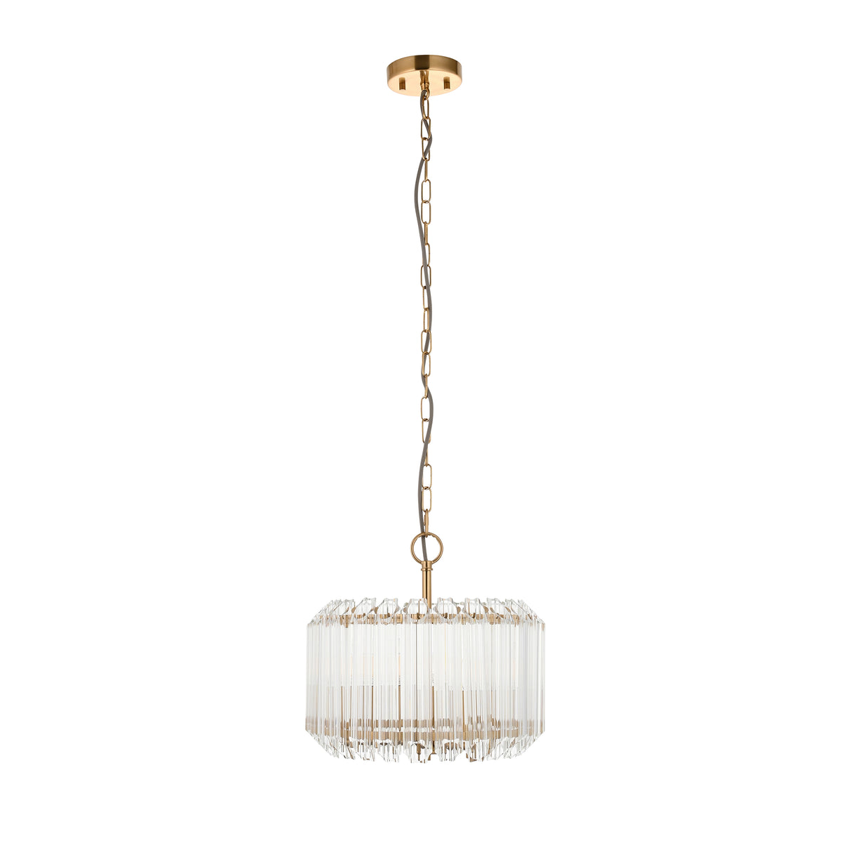 Endon Valentina 3lt Pendant Brushed aged brass plate & clear glass