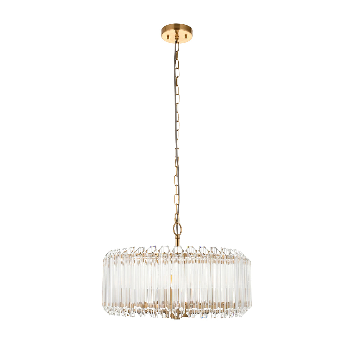 Endon Valentina 5lt Pendant Brushed aged brass plate & clear glass