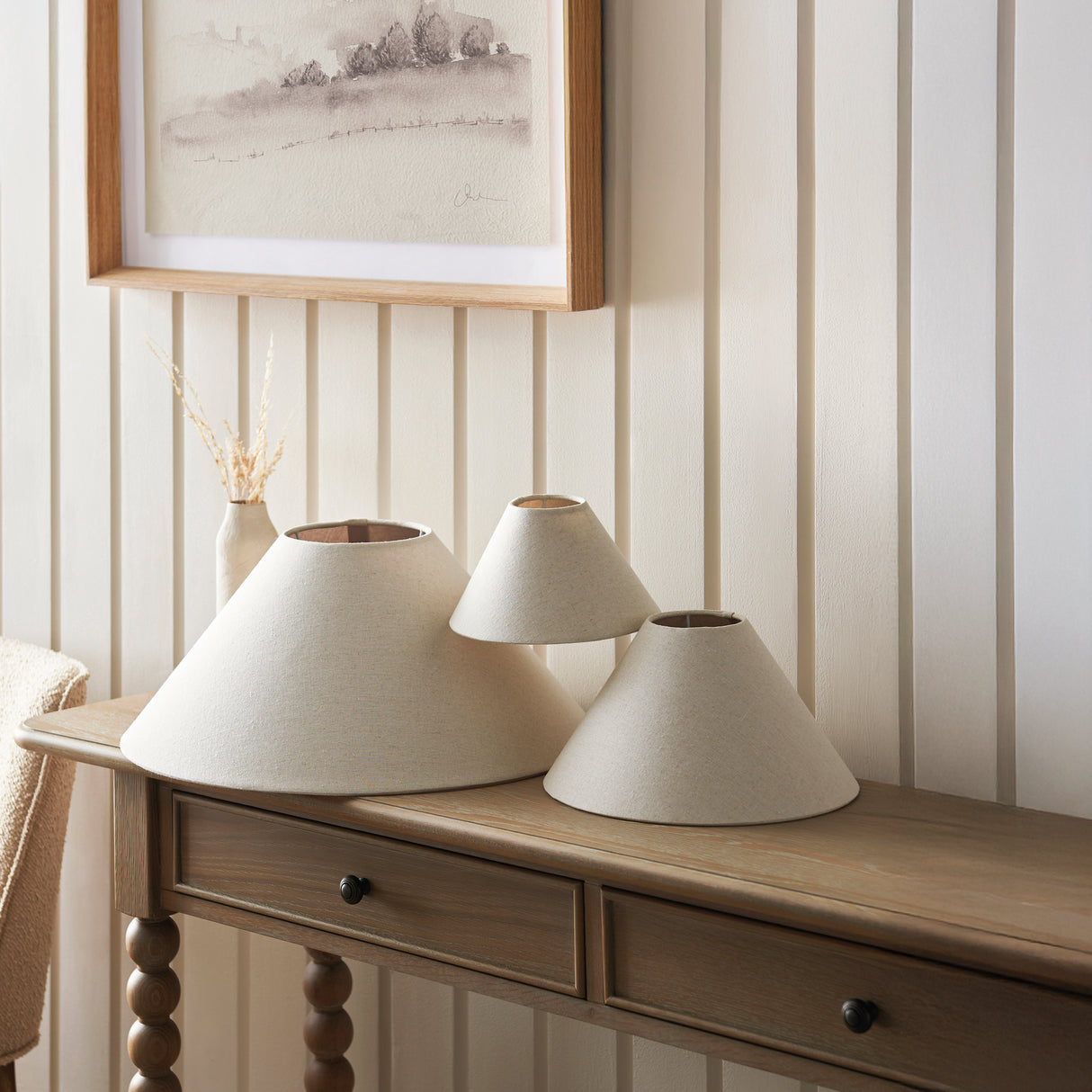 Endon Avalon 22cm Tapered Shade Natural faux linen