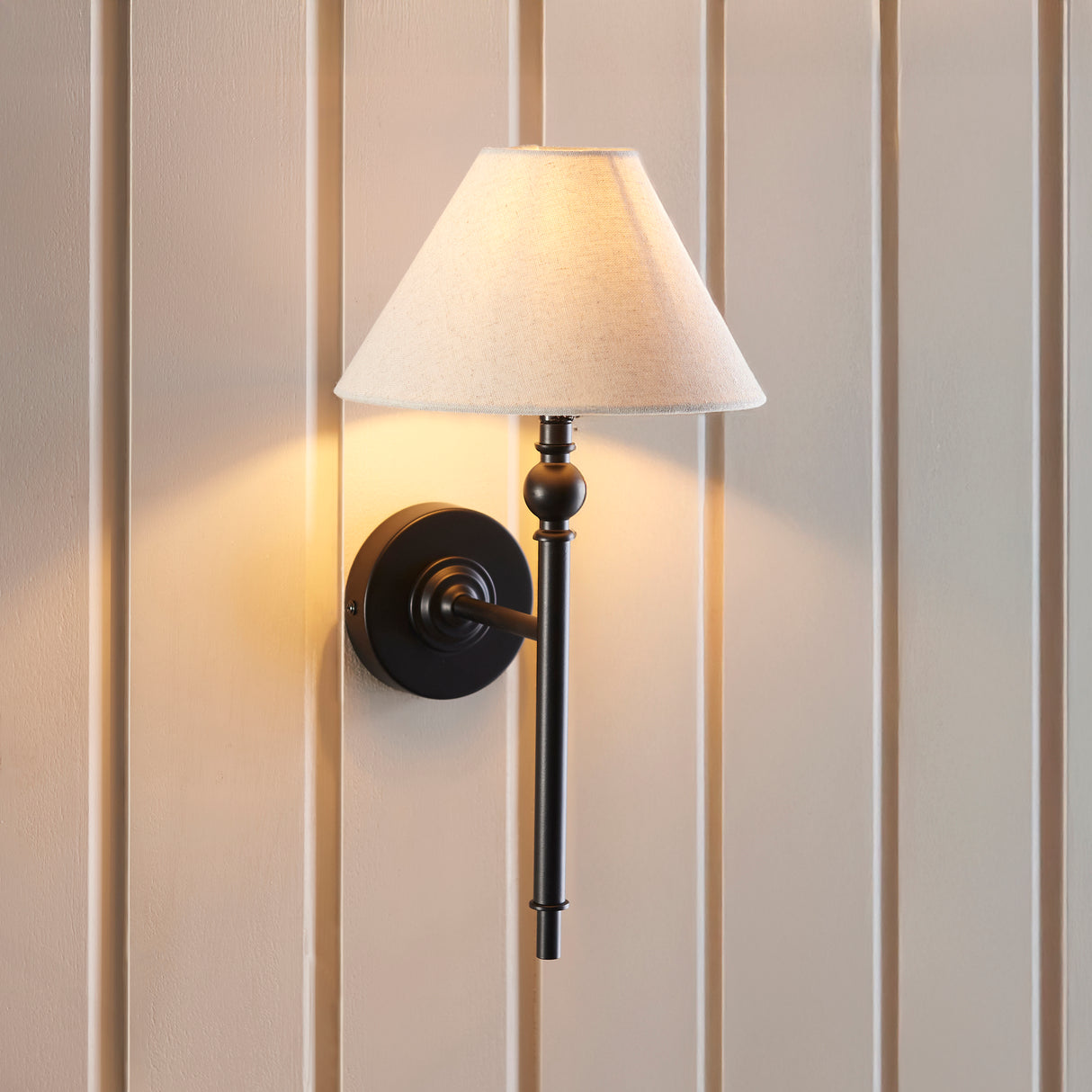 Endon Lille Wall Light Matt Black with Shade