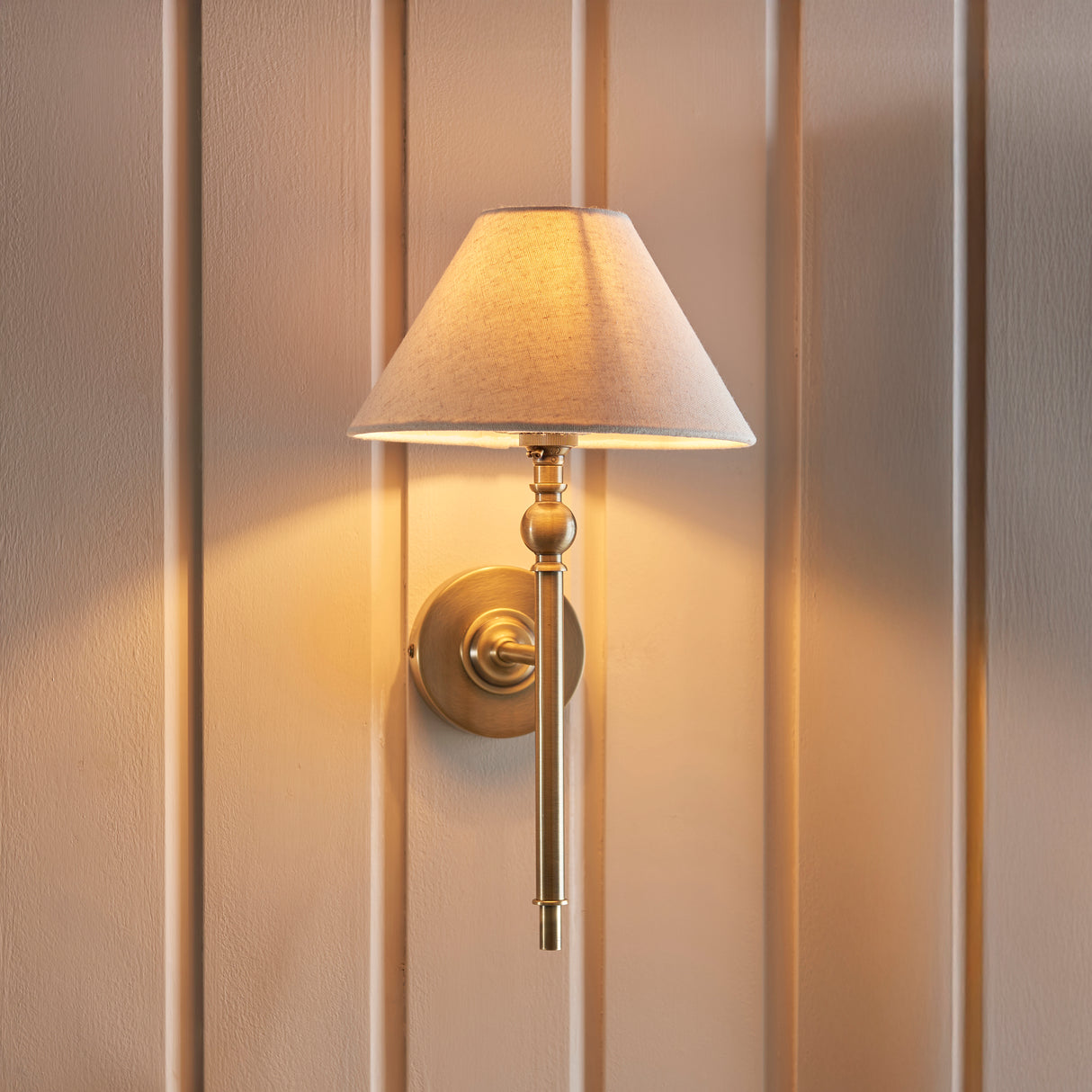 Endon Lille Wall Light Antique Brass with Shade
