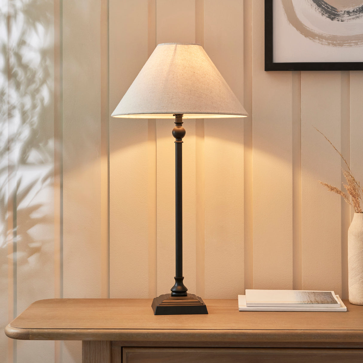 Endon Lille Table Table Lamp Matt Black with 31cm Shade