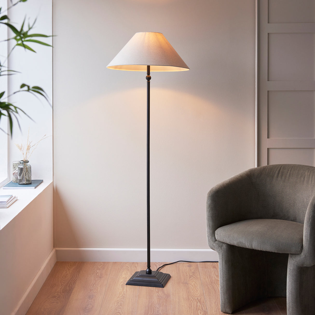 Endon Lille Floor Lamp Matt Black with Shade