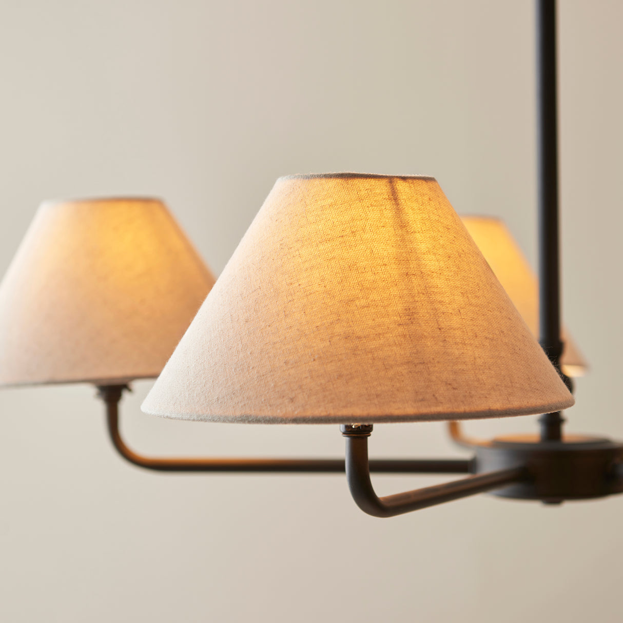 Endon Lille 5lt Pendant Matt black & natural faux linen