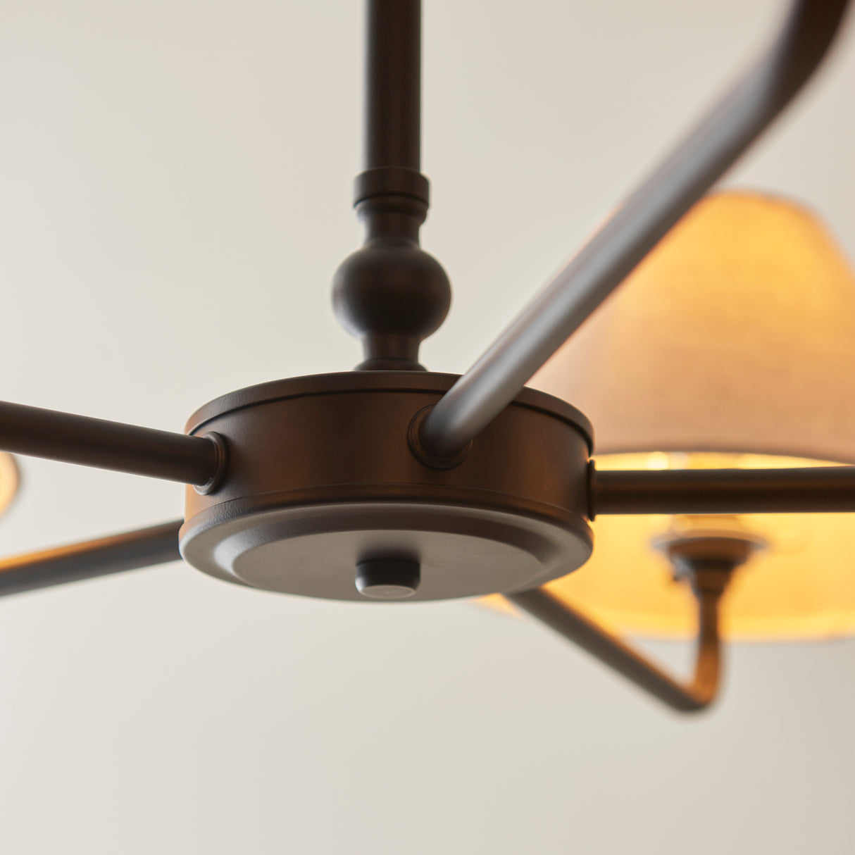 Endon Lille 5lt Pendant Matt black & natural faux linen