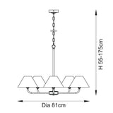 Endon Lille 5lt Pendant Antique brass plate & natural faux linen