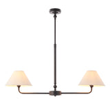 Endon Lille 2lt Linear Pendant Matt black & natural faux linen