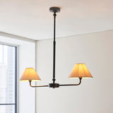 Endon Lille 2lt Linear Pendant Matt black & natural faux linen