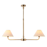 Endon Lille 2lt Linear Pendant Antique brass plate & natural faux linen