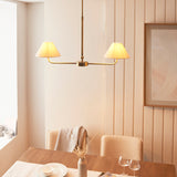 Endon Lille 2lt Linear Pendant Antique brass plate & natural faux linen