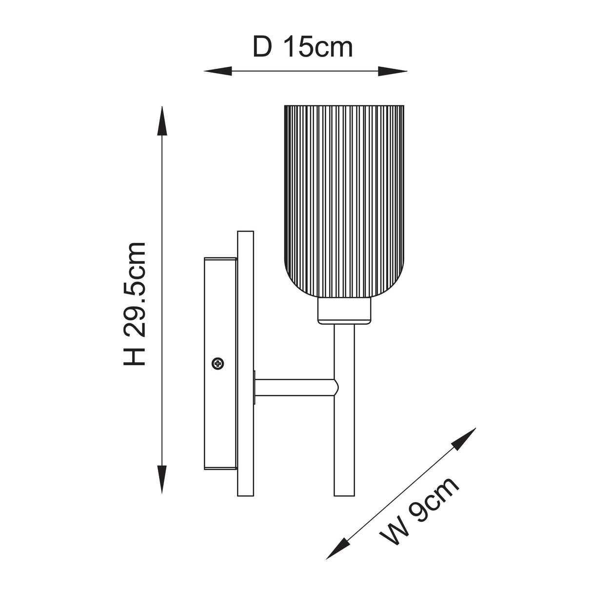 Endon Grove  Wall Dark beechwood & vintage brass with clear ribbed glass
