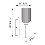 Endon Grove  Wall Dark beechwood & vintage brass with clear ribbed glass