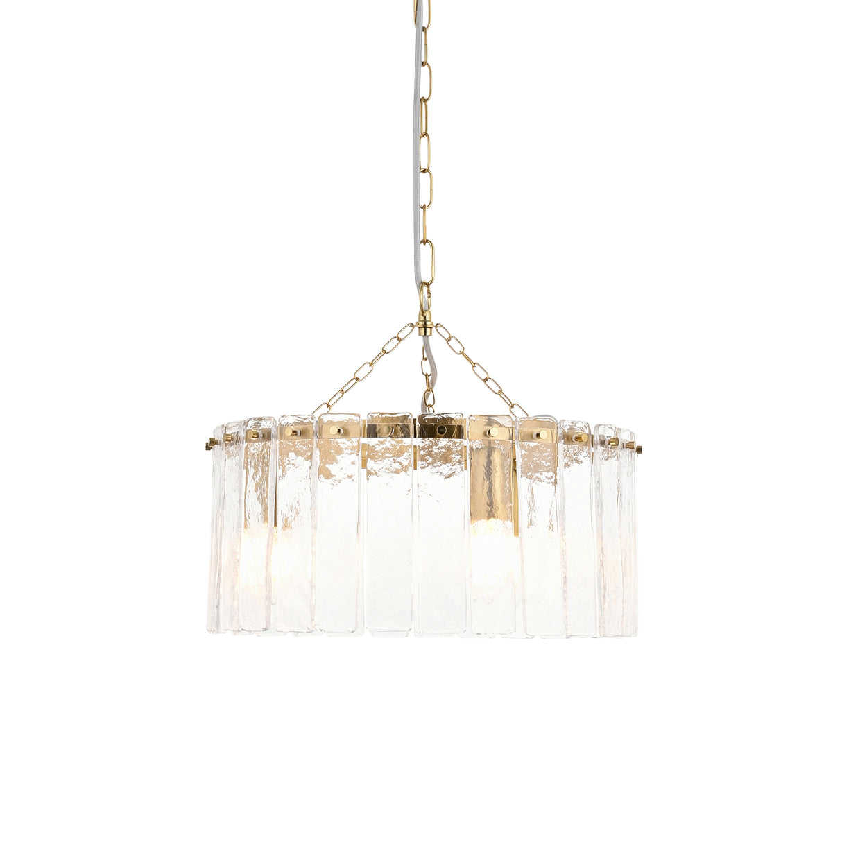 Endon Karine 3lt Pendant Brushed aged brass plate & clear handmade textured glass