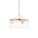 Endon Karine 3lt Pendant Brushed aged brass plate & clear handmade textured glass
