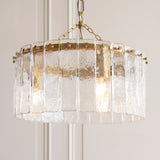 Endon Karine 3lt Pendant Brushed aged brass plate & clear handmade textured glass