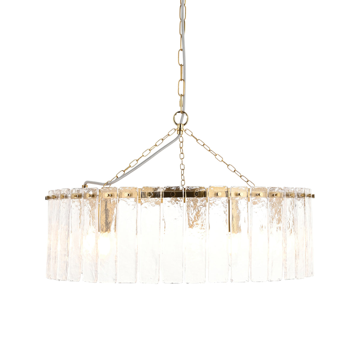 Endon Karine 5lt Pendant Brushed aged brass plate & clear handmade textured glass