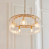 Endon Karine 5lt Pendant Brushed aged brass plate & clear handmade textured glass