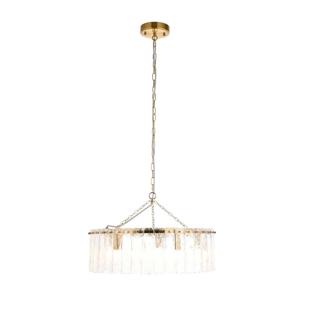 Endon Karine 5lt Pendant Brushed aged brass plate & clear handmade textured glass