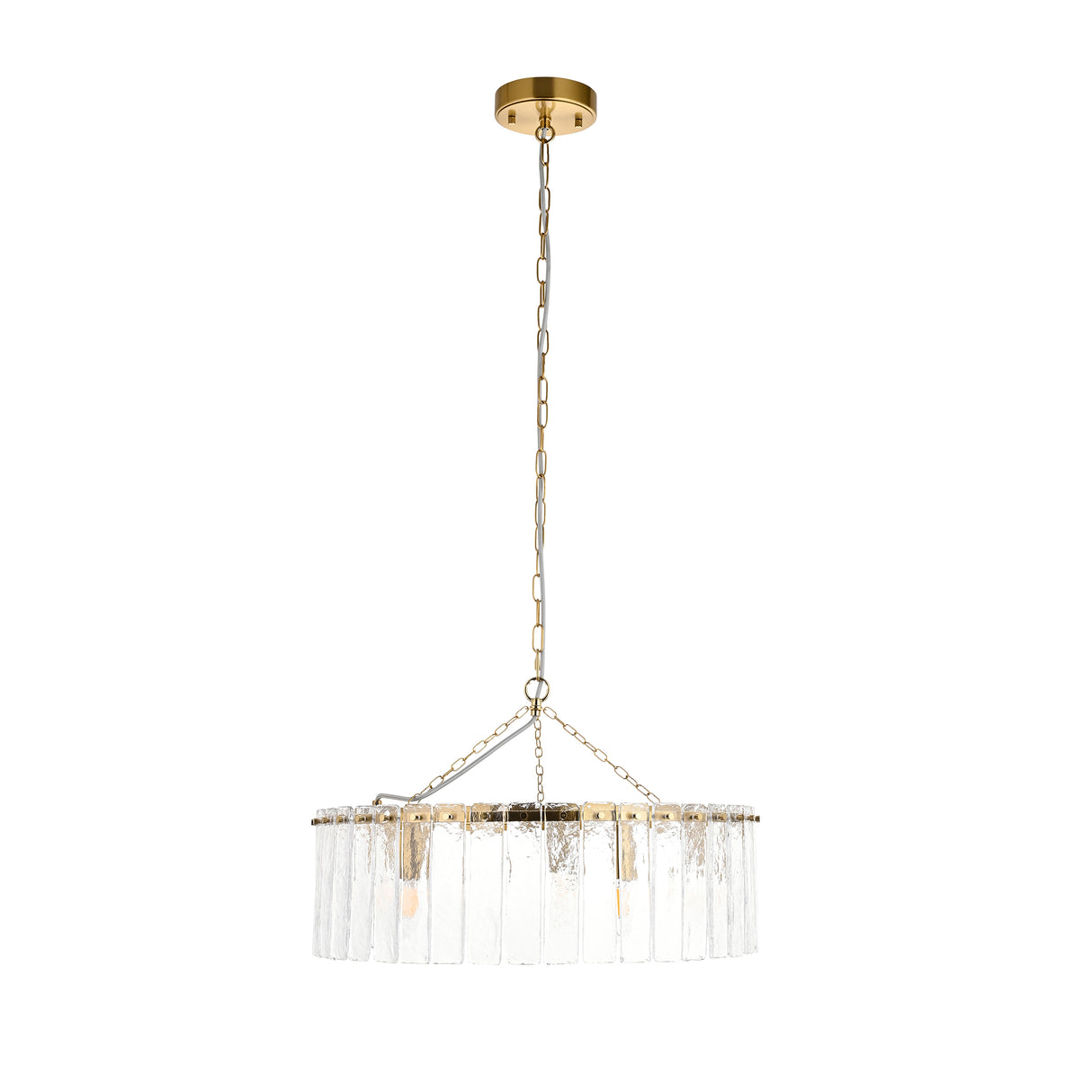 Endon Karine 5lt Pendant Brushed aged brass plate & clear handmade textured glass