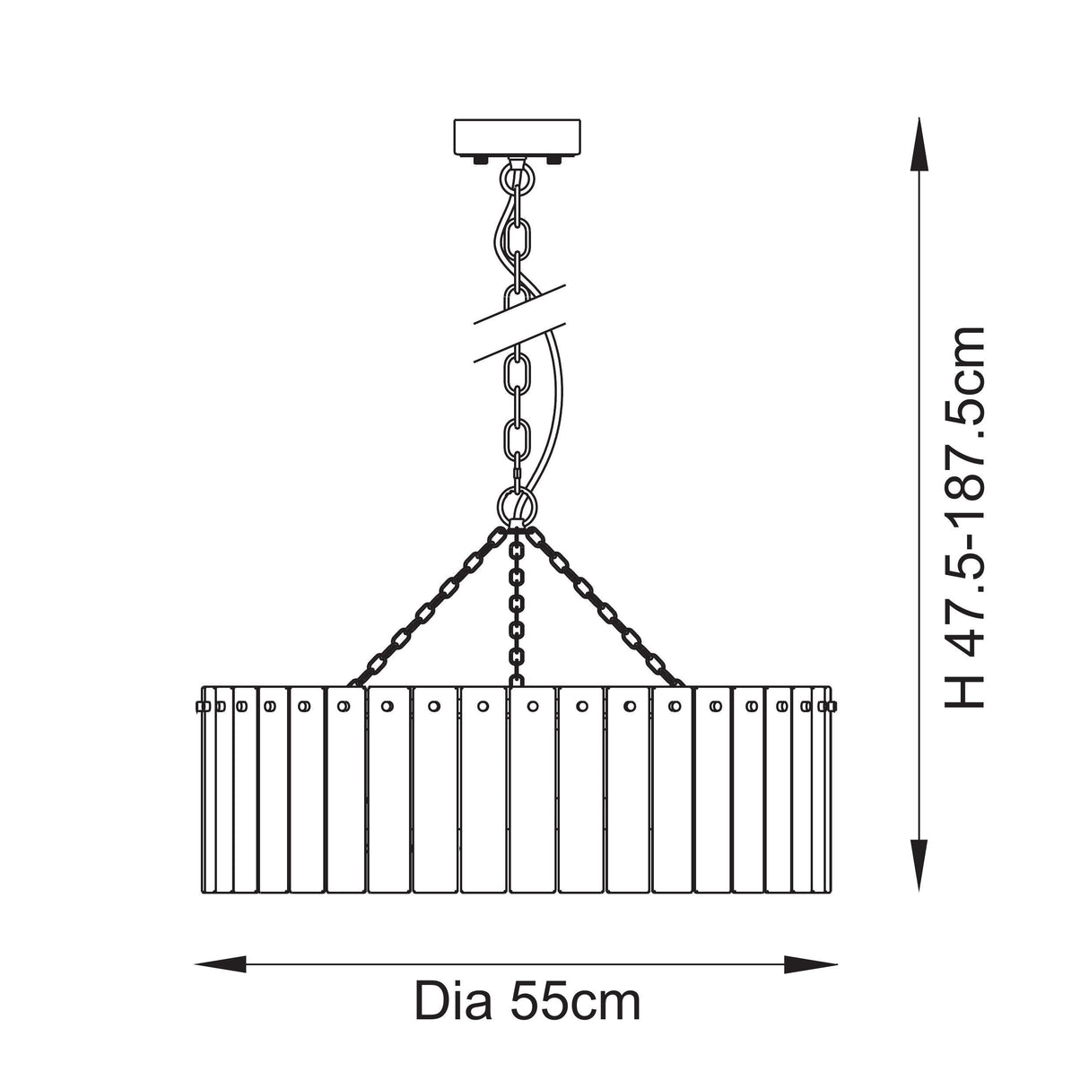 Endon Karine 5lt Pendant Brushed aged brass plate & clear handmade textured glass