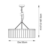 Endon Karine 5lt Pendant Brushed aged brass plate & clear handmade textured glass