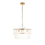 Endon Karine 5lt Tiered Pendant Brushed aged brass plate & clear handmade textured glass