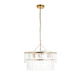 Endon Karine 5lt Tiered Pendant Brushed aged brass plate & clear handmade textured glass