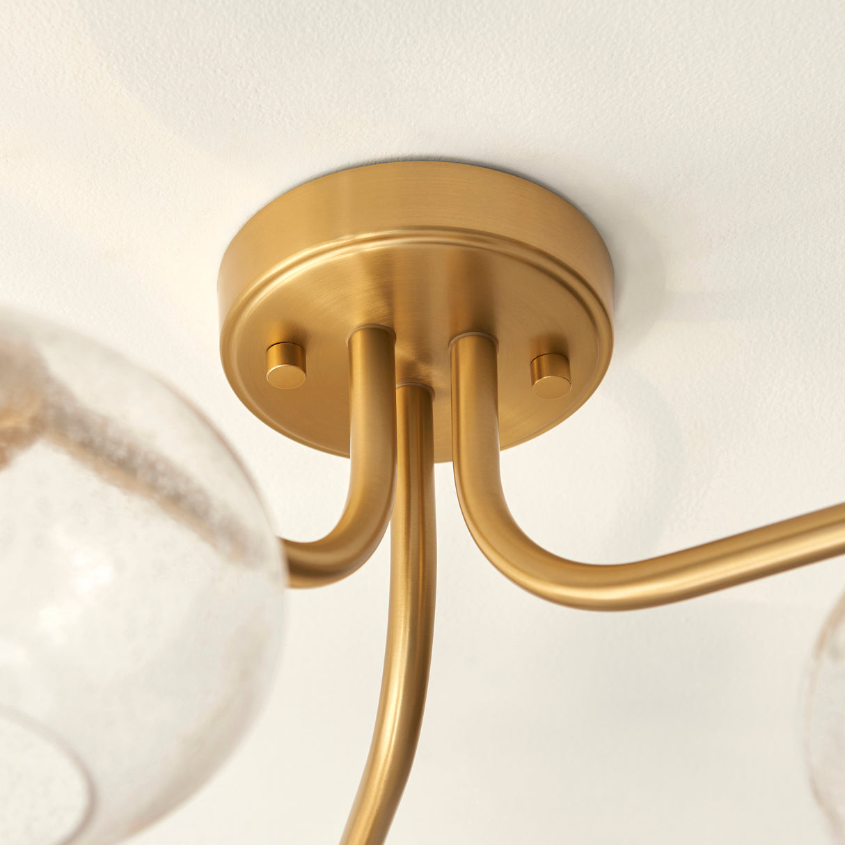 Endon Jacob 3lt Semi Flush Warm brass plate & clear bubble glass