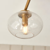 Endon Jacob 3lt Semi Flush Warm brass plate & clear bubble glass