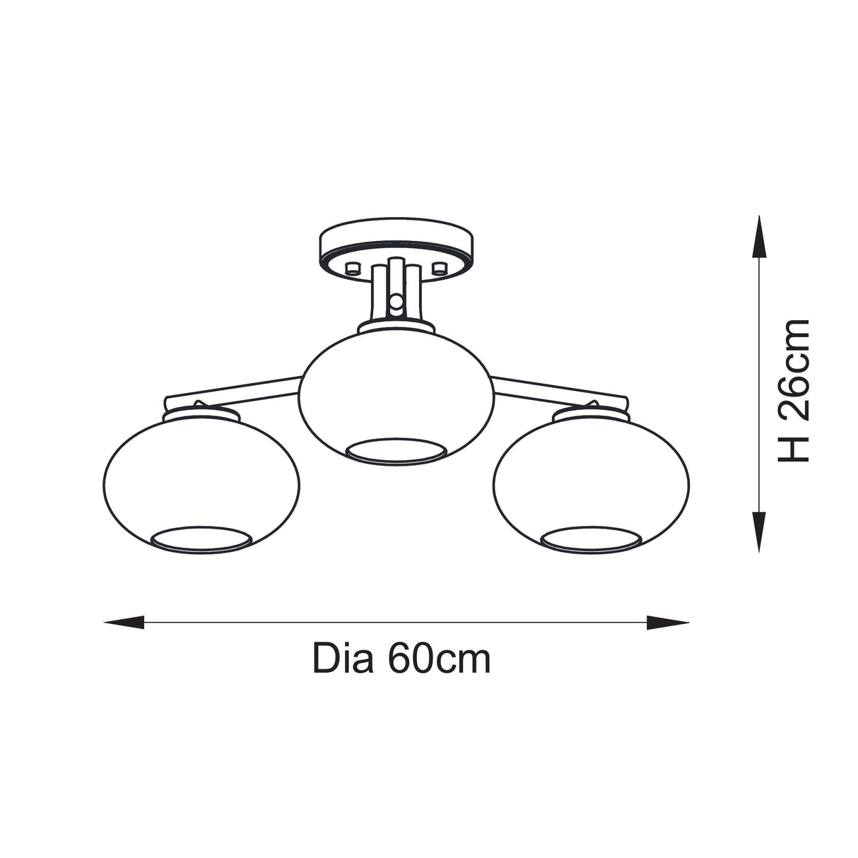 Endon Jacob 3lt Semi Flush Warm brass plate & clear bubble glass