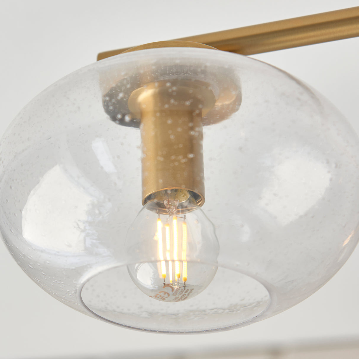 Endon Jacob 5lt Semi Flush Warm brass plate & clear bubble glass