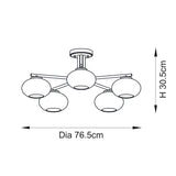 Endon Jacob 5lt Semi Flush Warm brass plate & clear bubble glass
