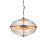 Endon Somerset 3lt Pendant Vintage brass finish & clear ribbed glass