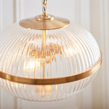 Endon Somerset 3lt Pendant Vintage brass finish & clear ribbed glass